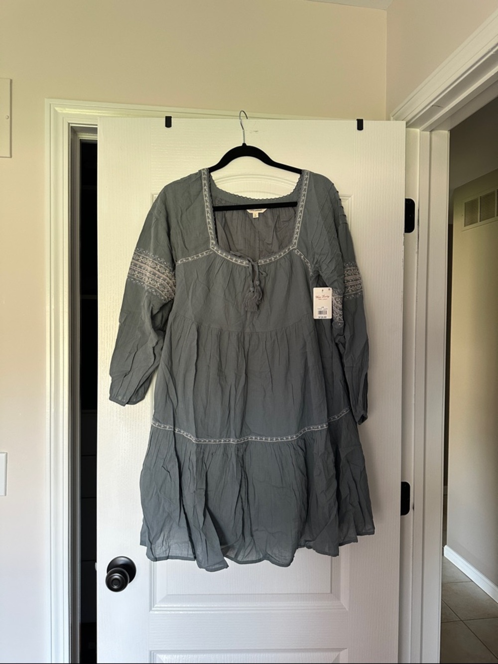 Lucky Brand Gray Tiered Peasant Tunic